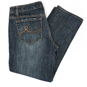 LOFT Dark Blue Wide Leg Cropped Jeans